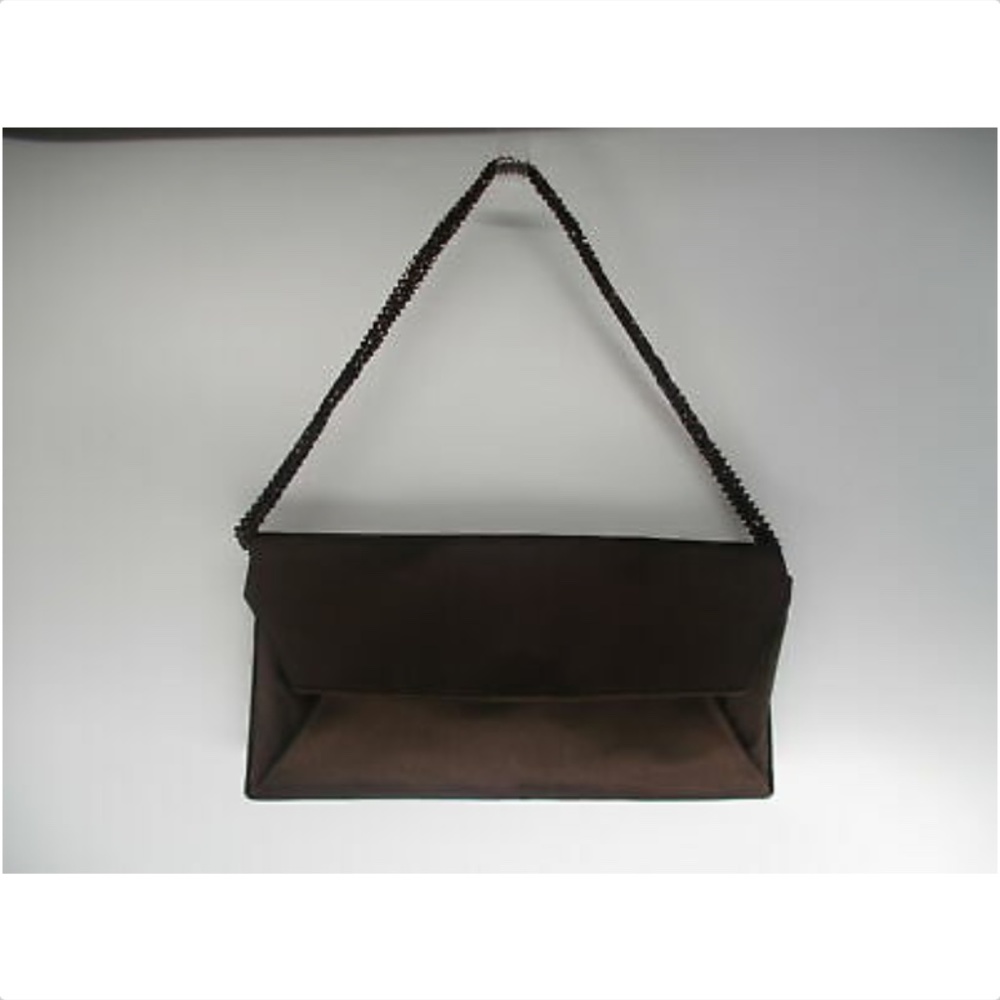 NANCY BACICH brown satin beaded handle bag